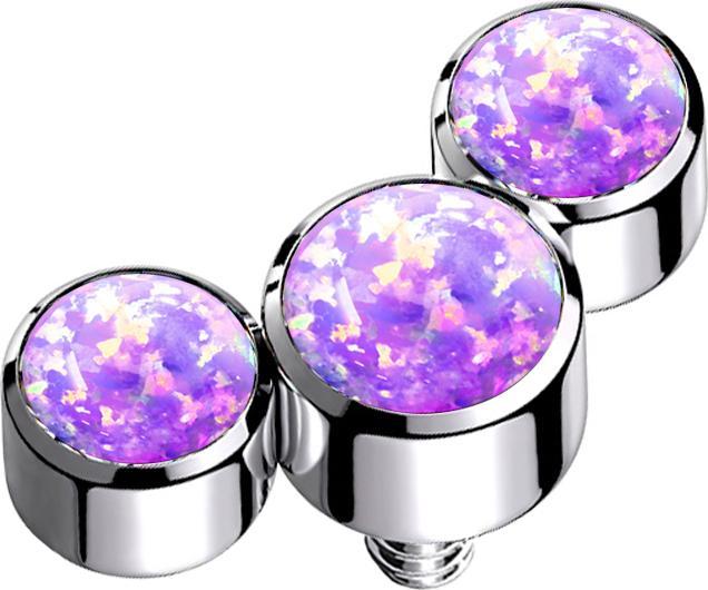 Produktbild Star Piercing Dermal Anchor silber drei Opale violett (ohne Messing, Chirurgenstahl 316L)