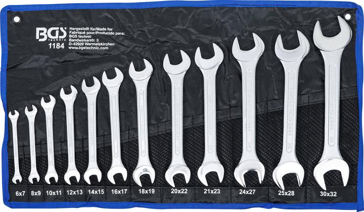 BGS Double Open End Spanner Set 6 x 7 - 30 x 32 mm 12 pcs.