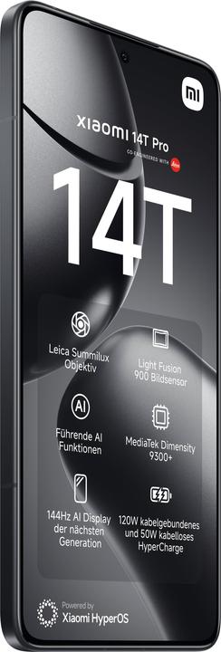 Productafbeelding Xiaomi 14T Pro 12GB/512GB (512 GB, Titanium Zwart, 6.67", Dubbele SIM, 5G)