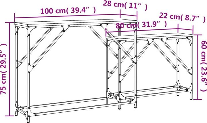Actual product image vidaXL Konsolentisch (100 x 28 x 75 cm)