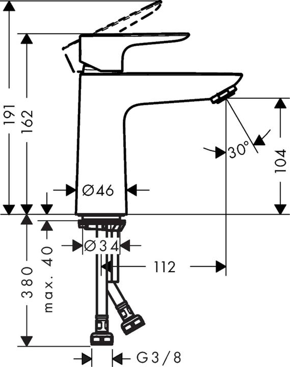 Actual product image hansgrohe Talis E single-lever washbasin mixer 110 without pop-up waste (matt black)