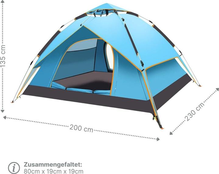 Actual product image Hermex Quick-up tent for 3-4 people Camping tent Automatic tent Festival tent (Inflatable tent, 3.40 kg, 4 persons)