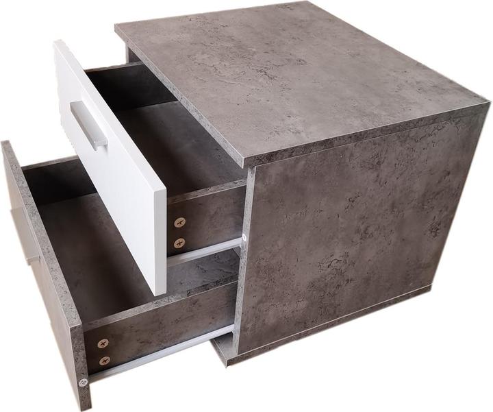 Produktbild HTI-Living Nachtschrank 2er Set Beton Weiss Nina (45 x 38 x 38 cm)