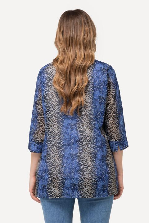 Immagine prodotto Ulla Popken Blusa dal taglio svasato con righe, scollo a tunica e maniche a 3/4 (58)