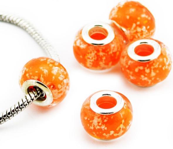 Produktbild Hermex Glas Bead Perle versilbert 925 - Orange (Glas, Silber 925, Metalllegierung)