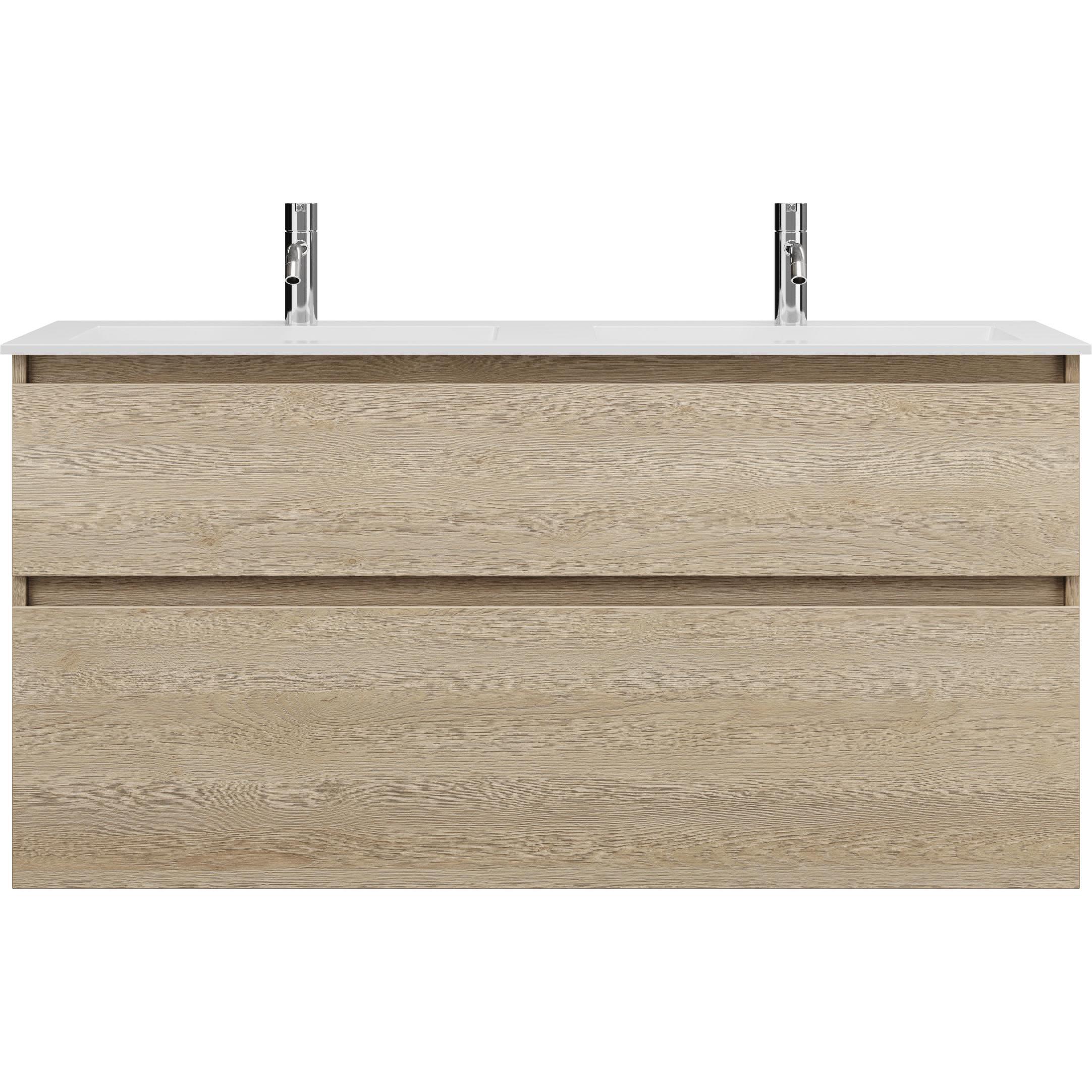 burgbad, Badmöbelset, Lin20 Mineralguss-Doppelwaschtisch Farbe Weiss Glänzend inklusive Waschtischunterschrank 2