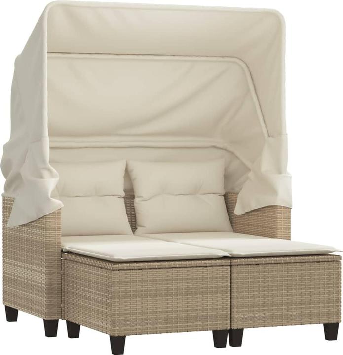 Produktbild VidaXL Gartensofa 2-Sitzer mit Dach und Hockern