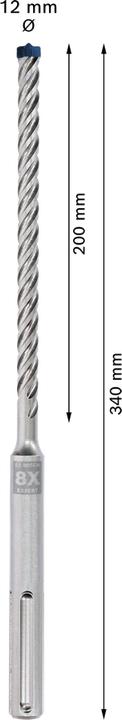 Produktbild Bosch Professional Zubehör EXPERT SDS max-8X Hammerbohrer, 12 x 200 x 340 mm (12 Millimeter)