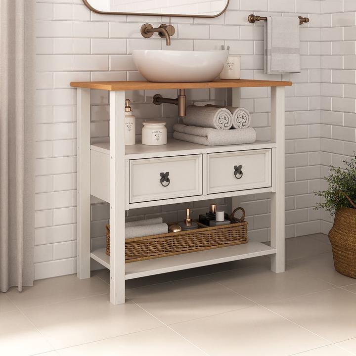 Produktbild IDIMEX Waschbeckenunterschrank TEQUILA mit 2 Schubladen – Weiss/Eiche