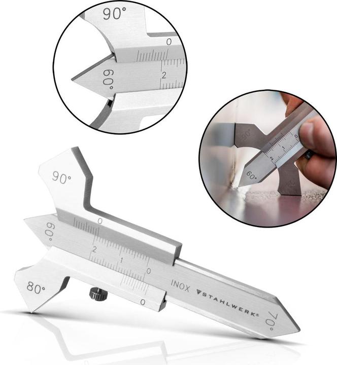 Produktbild Stahlwerk Schweissnahtlehrefür Schweissnähte mit Schieber 0-20 mm Edelstahl (2 cm)