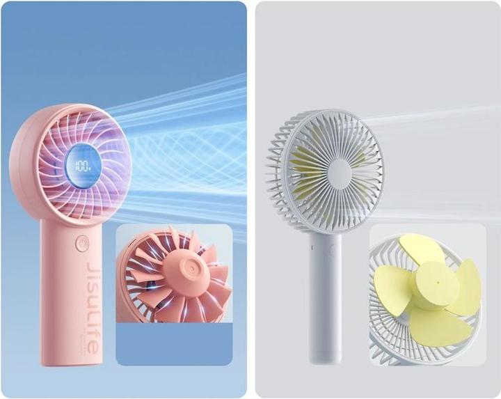 Immagine prodotto Jisulife Mini wentylator Handheld Fan Life4 3600mAh przenośny wiatraczek USB - różowy