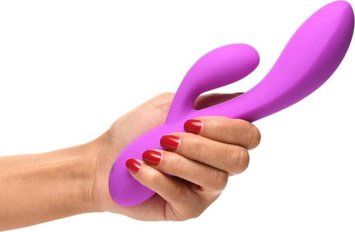 Actual product image Frisky Wiederaufladbarer Flexibler Rabbit-Vibrator Aus Silikon Lila