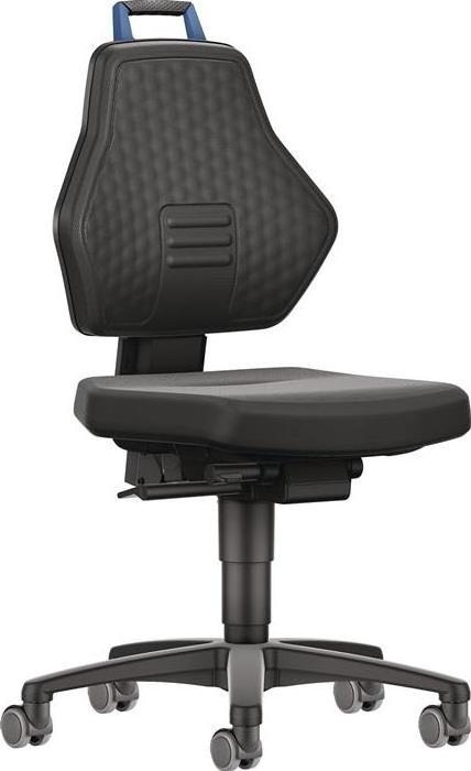 Tecwerk Arbeitsdrehstuhl Rollen Supertec schwarz Grifffarbe blau 450-600 mm