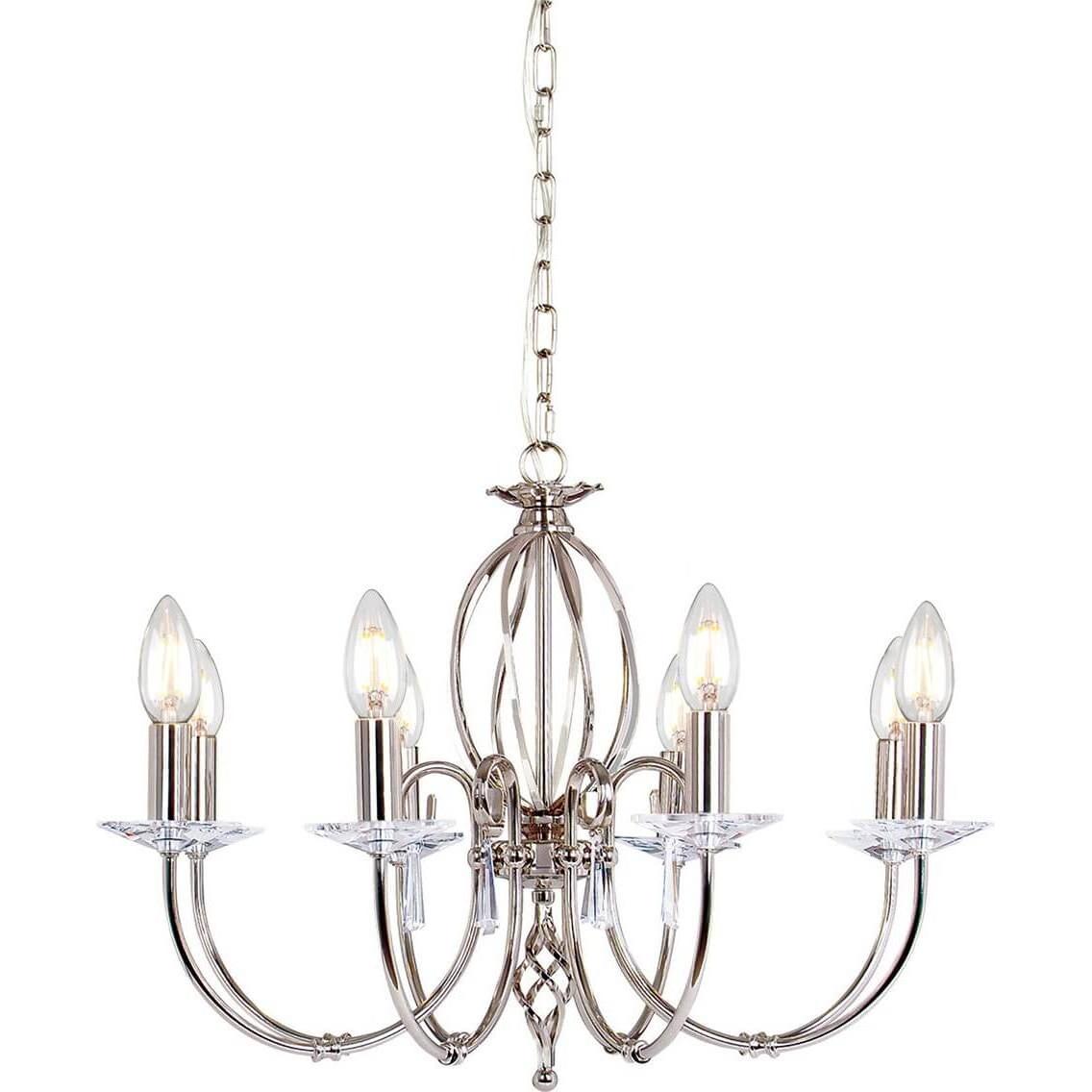 Elstead Lighting, Kronleuchter, Aegean Kronleuchter E14 8-fach Poliertes Nickel (65 cm)