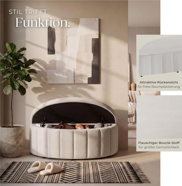 Actual product image tectake Moon upholstered bench with ample storage space, weight capacity 150 kg (108 cm)