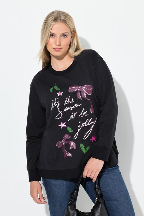 Produktbild Ulla Popken Weihnachts-Sweatshirt, Schleifen, Rundhals, Langarm (54)