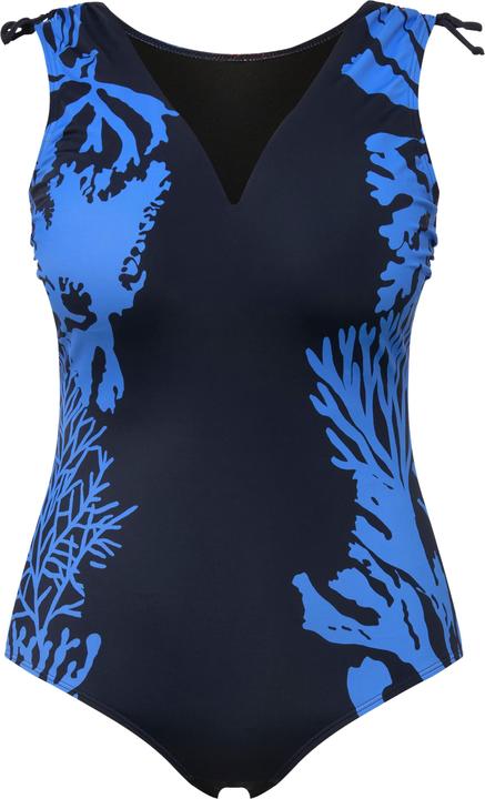Image du produit Ulla Popken Maillot de bain à bonnets souples et barrette. Imprimé corail. Matières recyclées. (44)