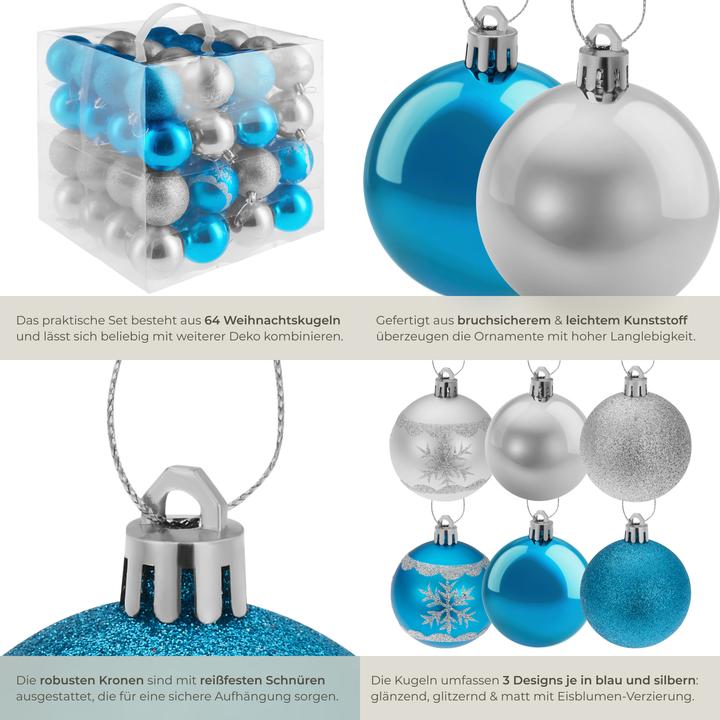 Produktbild tectake Weihnachtskugeln (64 -teilig)