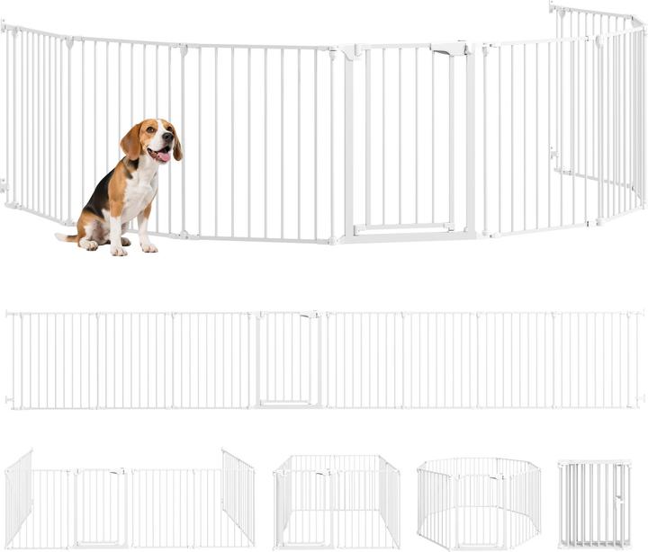 PawHut Welpenauslauf Kohlenstoffstahl, Kunststoff Weiss