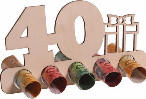 Trendcompany Regalo in legno per soldi - 40° compleanno