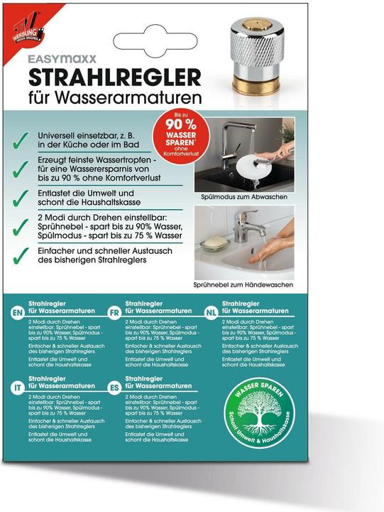 Actual product image Easymaxx Aerator for water fittings, for kitchen and bathroom