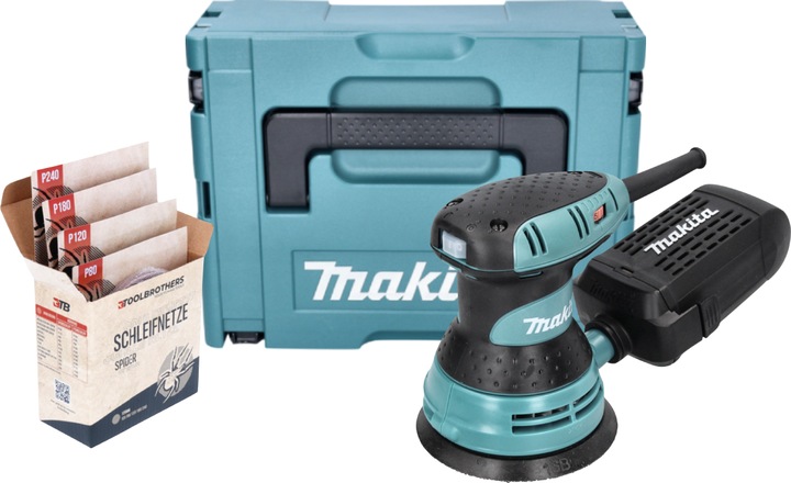 Produktbild Makita BO 5031 J Exzenterschleifer Schleifmaschine 300 Watt 125 mm + Toolbrothers SPIDER Schleifset (Exzenterschleifer, 300 W)