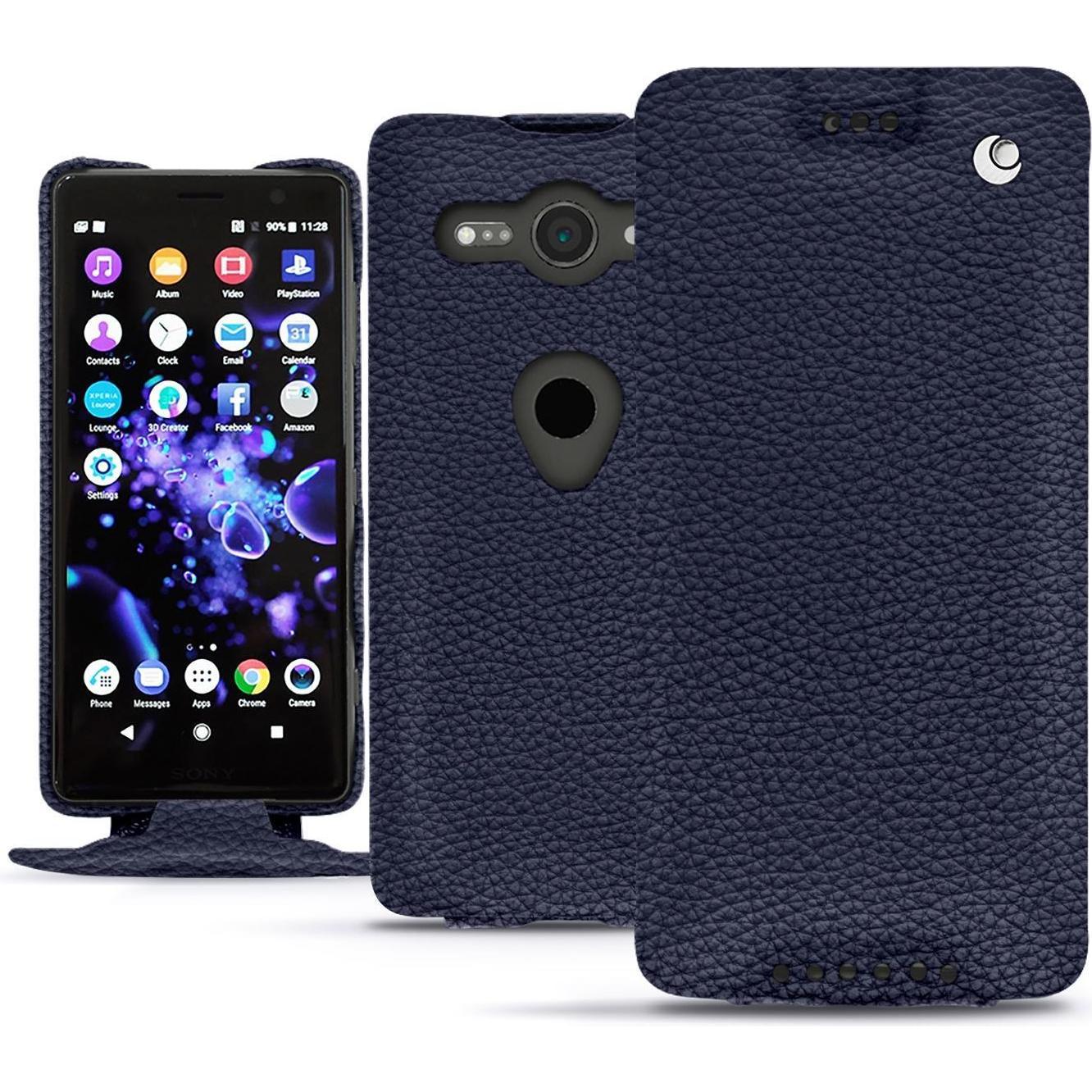 Noreve Lederschutzhülle vertikal (Sony Xperia XZ2 Compact), Smartphone Hülle, Violett