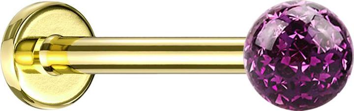 Actual product image Star Piercing Micro labret gold-plated with crystal ball violet epoxy protective layer (without brass, Titanium)
