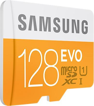 Actual product image Samsung EVO microSDXC with adapter (128 GB, microSDXC, U1, UHS-I)