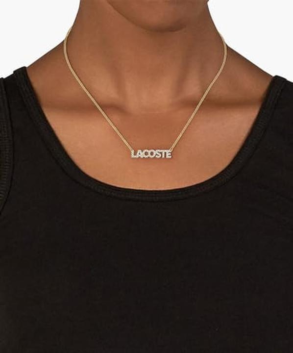 Actual product image Lacoste Script Necklace with Crystal Accents and Lobster Clasp (Yellow gold ion coating, 41 - 46 cm)
