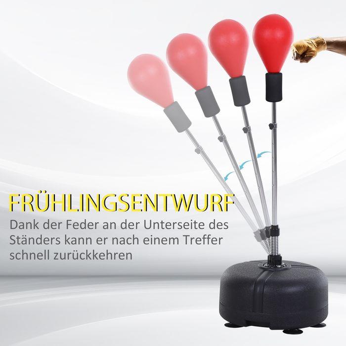 Immagine prodotto Swisshandel24 Punchingball mit Ständer, 136-154 cm höhenverstellbar Boxsack, Standboxball Rot (24 cm)