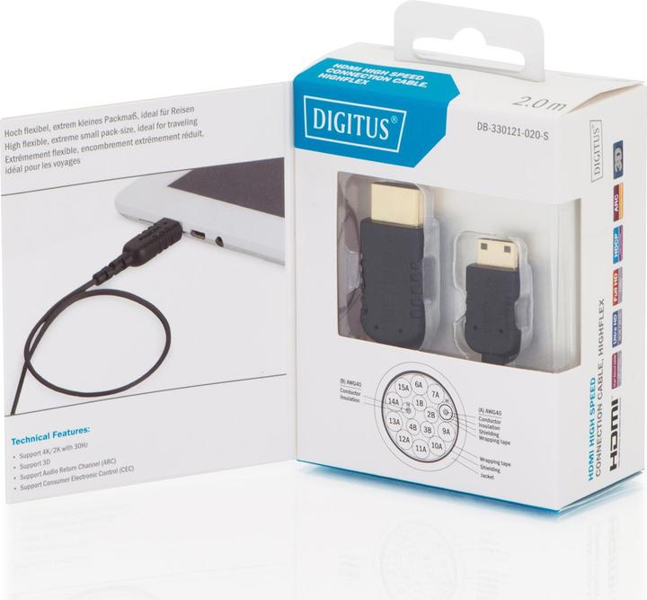 Image du produit Digitus mini HDMI (Typ C) — HDMI (Typ A) (2 m)