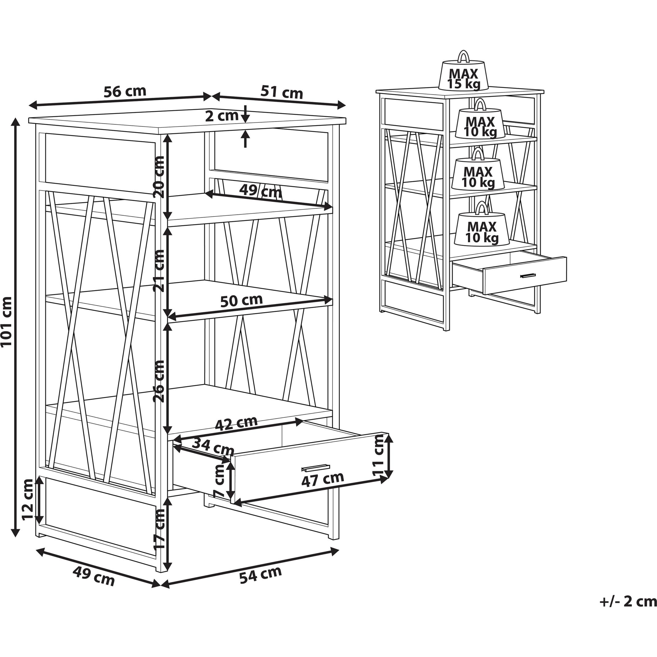 Thumbnail - Beliani, Regal, Regal Holzoptik braun 1 Schublade KEENE (56 x 51 x 101 cm)