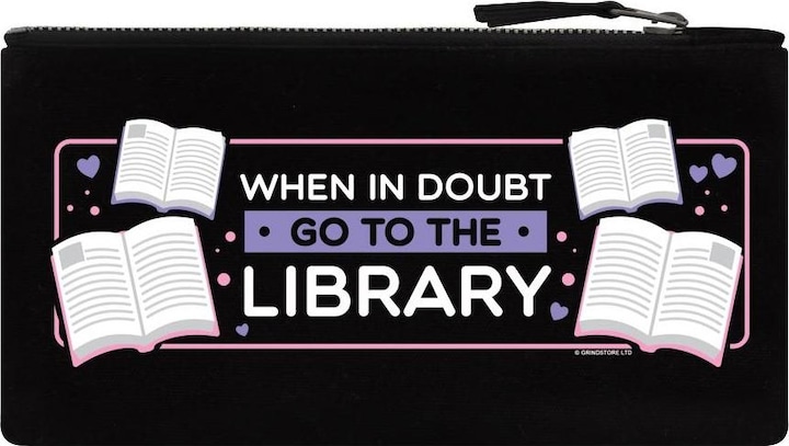 Actual product image Grindstore Pencil Case When In Doubt Go To The Library
