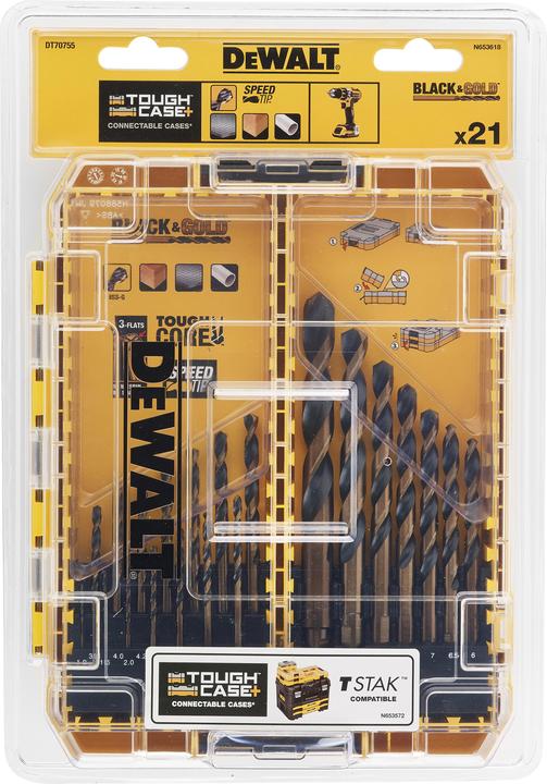 Produktbild DeWalt HSS Spiralbohrer Satz 1mm 12mm, 21teilig, für verschiedene Materialien (12 Millimeter)