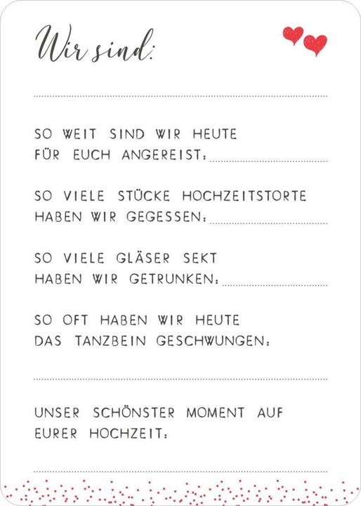 Productafbeelding Gästebuchkarten zur Hochzeit