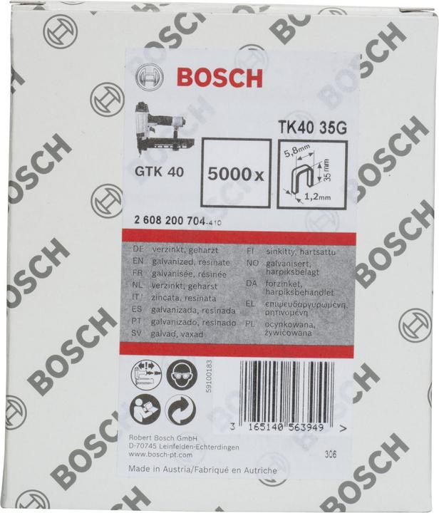 Produktbild Bosch Professional Zubehör Schmalrückenklammer TK40 35G, 5,8 mm, 1,2 mm, 35 mm, verzinkt