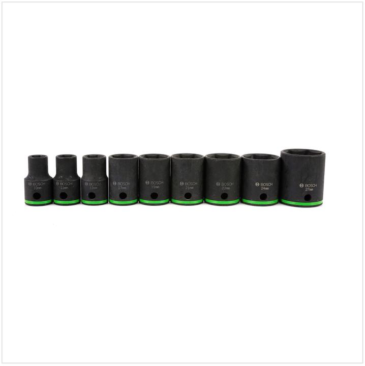 Actual product image Bosch Professional Zubehör Socket wrench inserts set (19 mm, 17 mm, 10 mm, 11 mm, 13 mm, 27 mm, 21 mm, 24 mm, 22 mm)