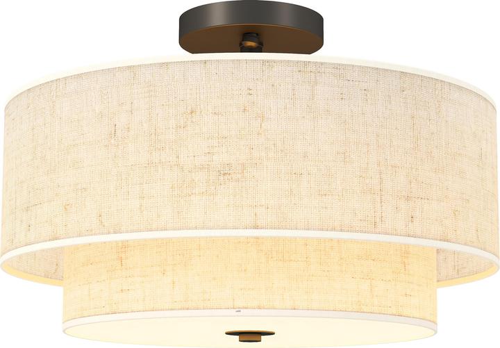 Homcom Deckenlampe Metall, Stoff Cremeweiss (E14)