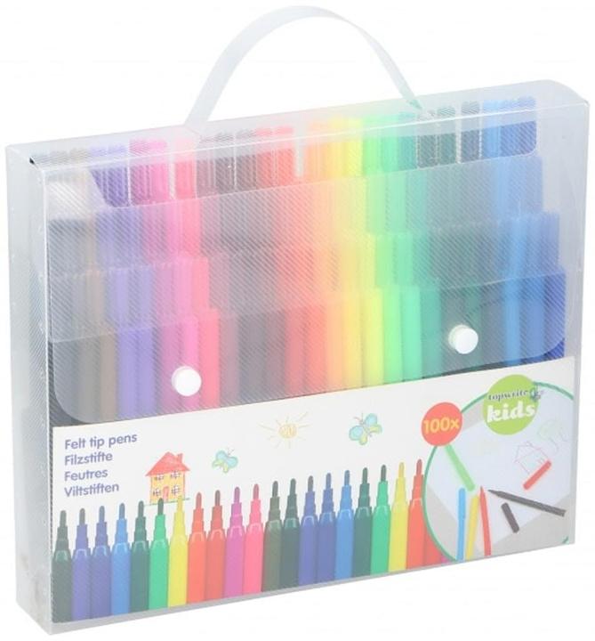 Actual product image Topwrite Felt tip pens 100pcs (Orange, Rose, Green, Yellow, Black, Blue, Brown, Violet, Red, 100 x)