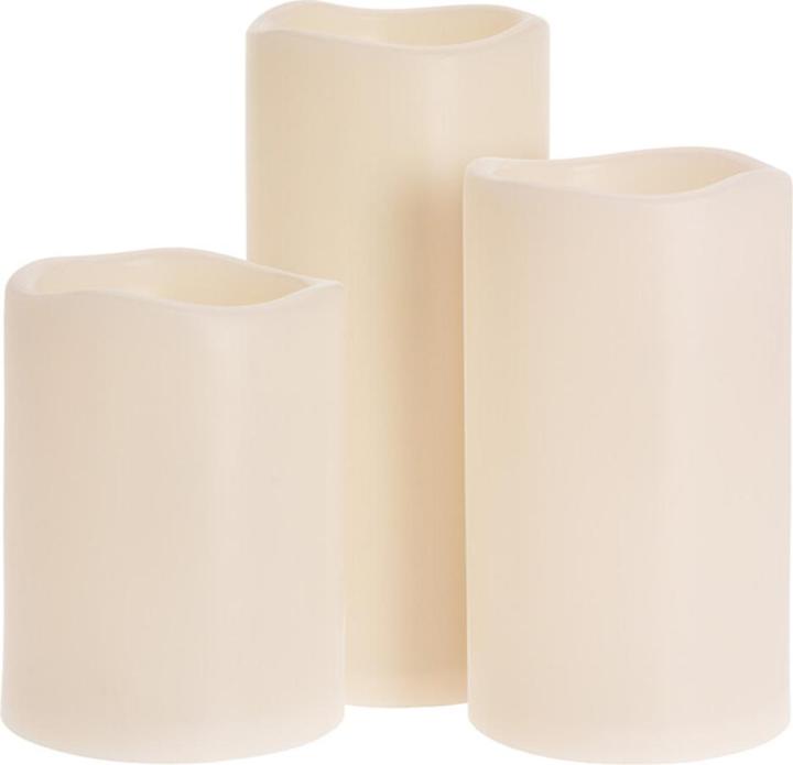 Produktbild Mojawo LED Outdoor Kerzen Kerzenset Fernbedienung Timer Elfenbein H15/20/25cm (3 x)