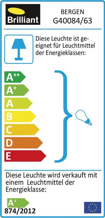 Energy Label Brilliant Bergen (345 lm, GU10, IP44)