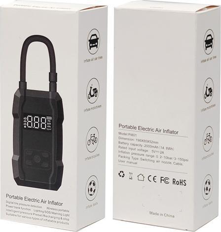 Actual product image Wekome Pi801 – Tragbare elektrische Autopumpe + Powerbank 2000 mAh (Schwarz)