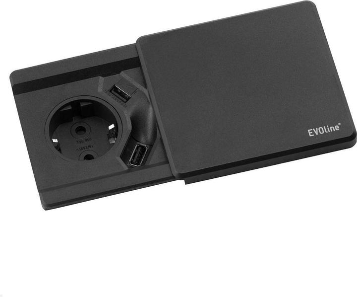 Evoline Square80 inbouwstopcontact met USB-lader A/A, zwart