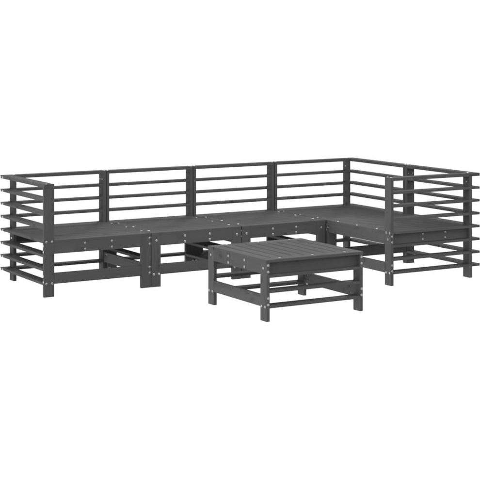 VidaXL, Gartenlounge, 6-tlg. Garten-Lounge-Set Grau Massivholz Kiefer,Farbe