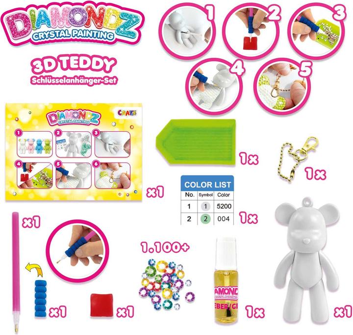 Actual product image Craze DIAMONDZ teddy bear key ring