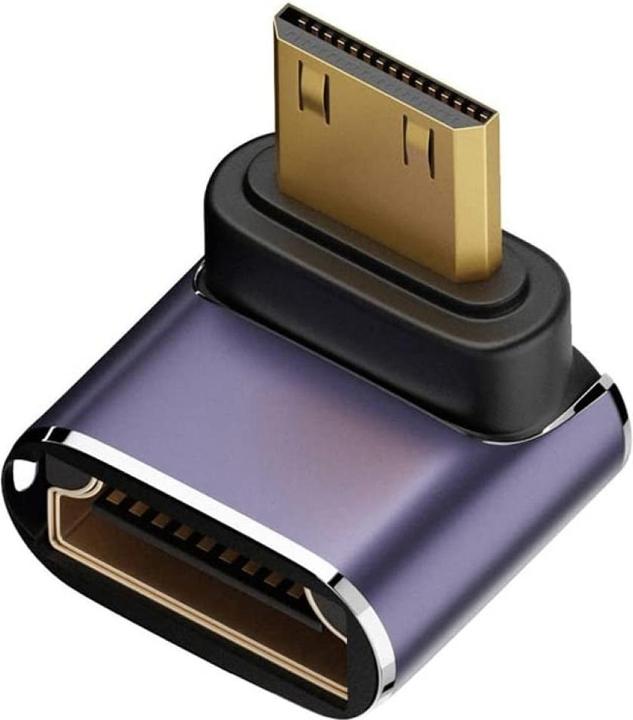 Productafbeelding PowerGuard Mini HDMI naar HDMI 2.1 Adapter met 90 graden hoek omlaag (Mini HDMI)