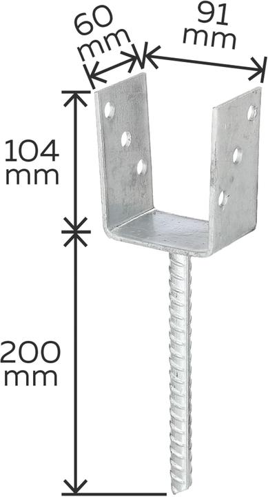 Actual product image GAH U-post support with concrete anchor made of corrugated steel (214265) (Concrete anchors, 1 pcs.)