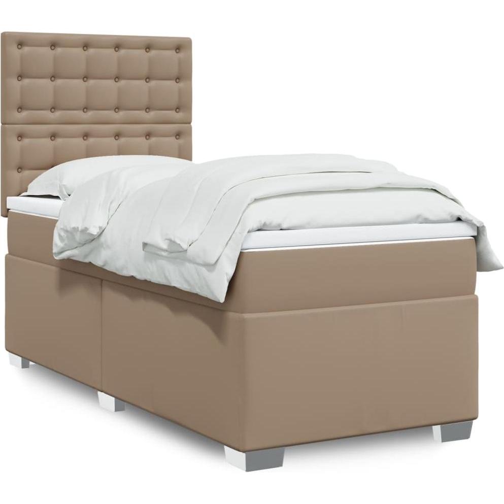 VidaXL, Bett, Bo x springbett mit Matratze 90 x 190cm Kunstleder (90 x 190 cm)