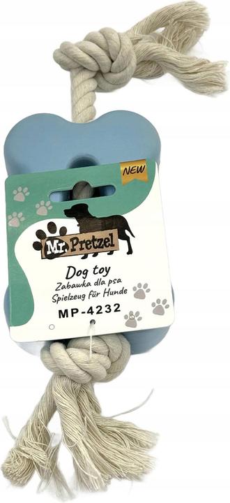 Productafbeelding Mr. Pretzel Gummiknochen mit Seil für Hunde 12 cm (Kauwspeeltje voor honden)
